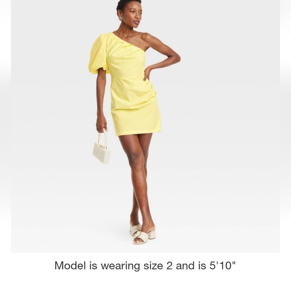 Target Yellow Asymmetrical Ruched Cocktail Dress Size 10 - Picture 1 of 8